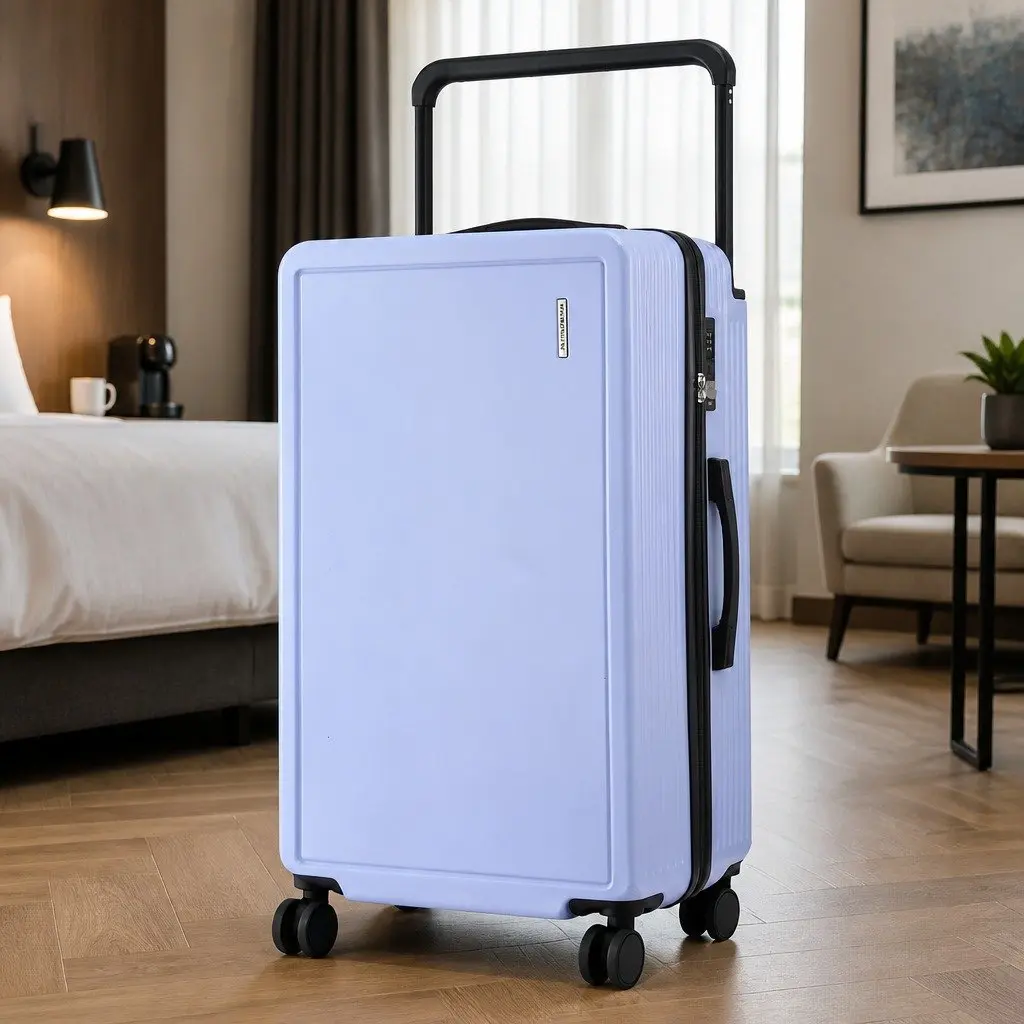 28" Suitcase Wide Handle Luggage Travel Trolley Case TSA Lock Light Blue
