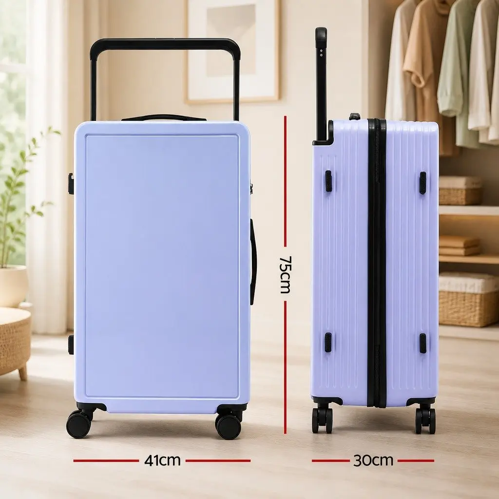28" Suitcase Wide Handle Luggage Travel Trolley Case Light Blue