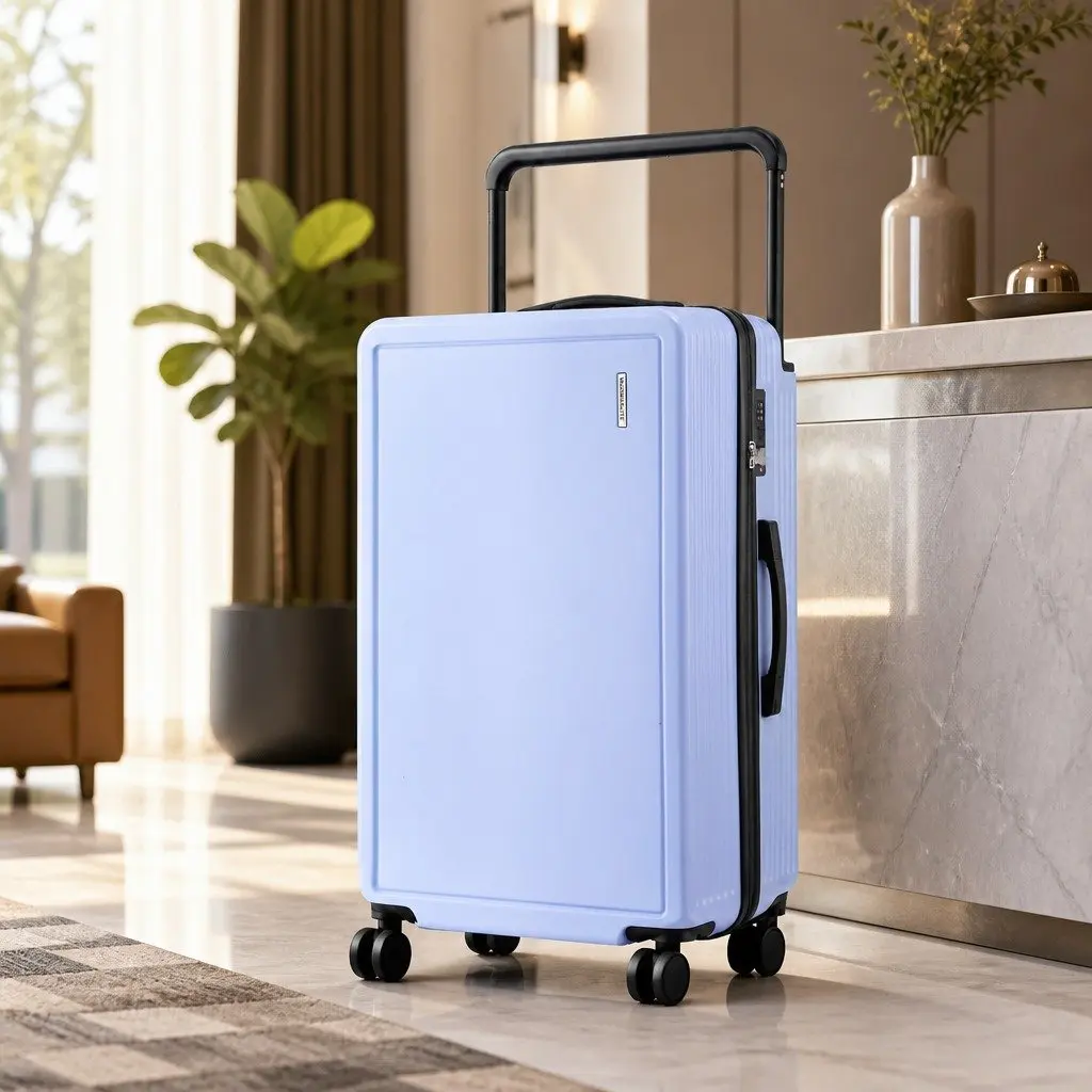 28" Suitcase Wide Handle Luggage Travel Trolley Case Light Blue