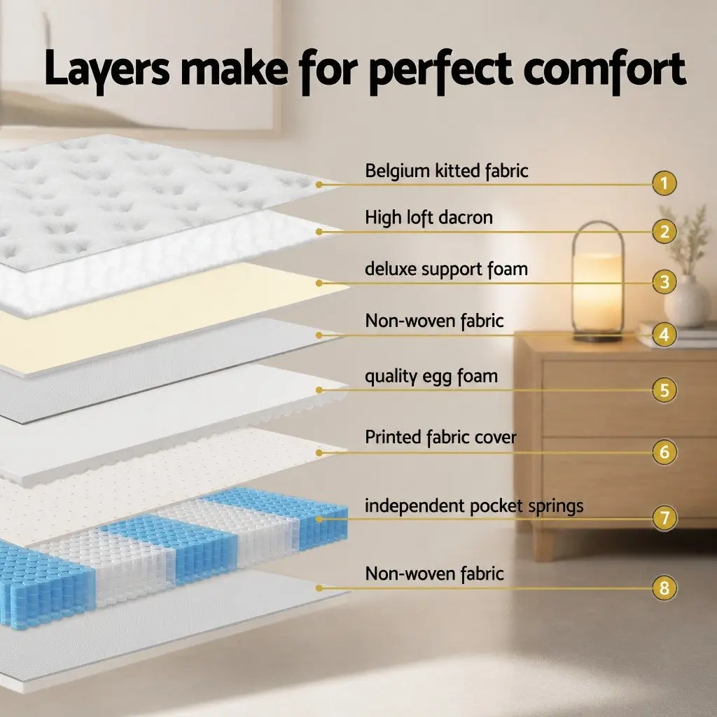 Single Mattress 5-Zone Pocket Spring with Wooden Storage Bed Frame