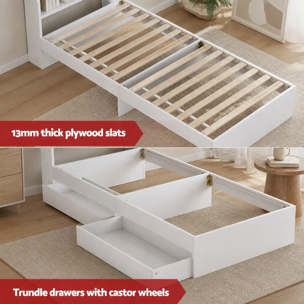 Single Mattress 5-Zone Pocket Spring with Wooden Storage Bed Frame