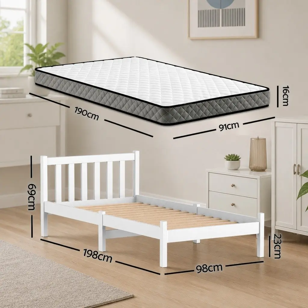 Single Bed Frame and Mattress Set