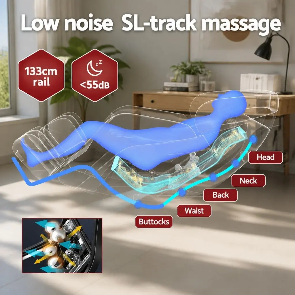 Massage Chair Electric Recliner 3D Roller Grey Home Spa Therapeutic Recline