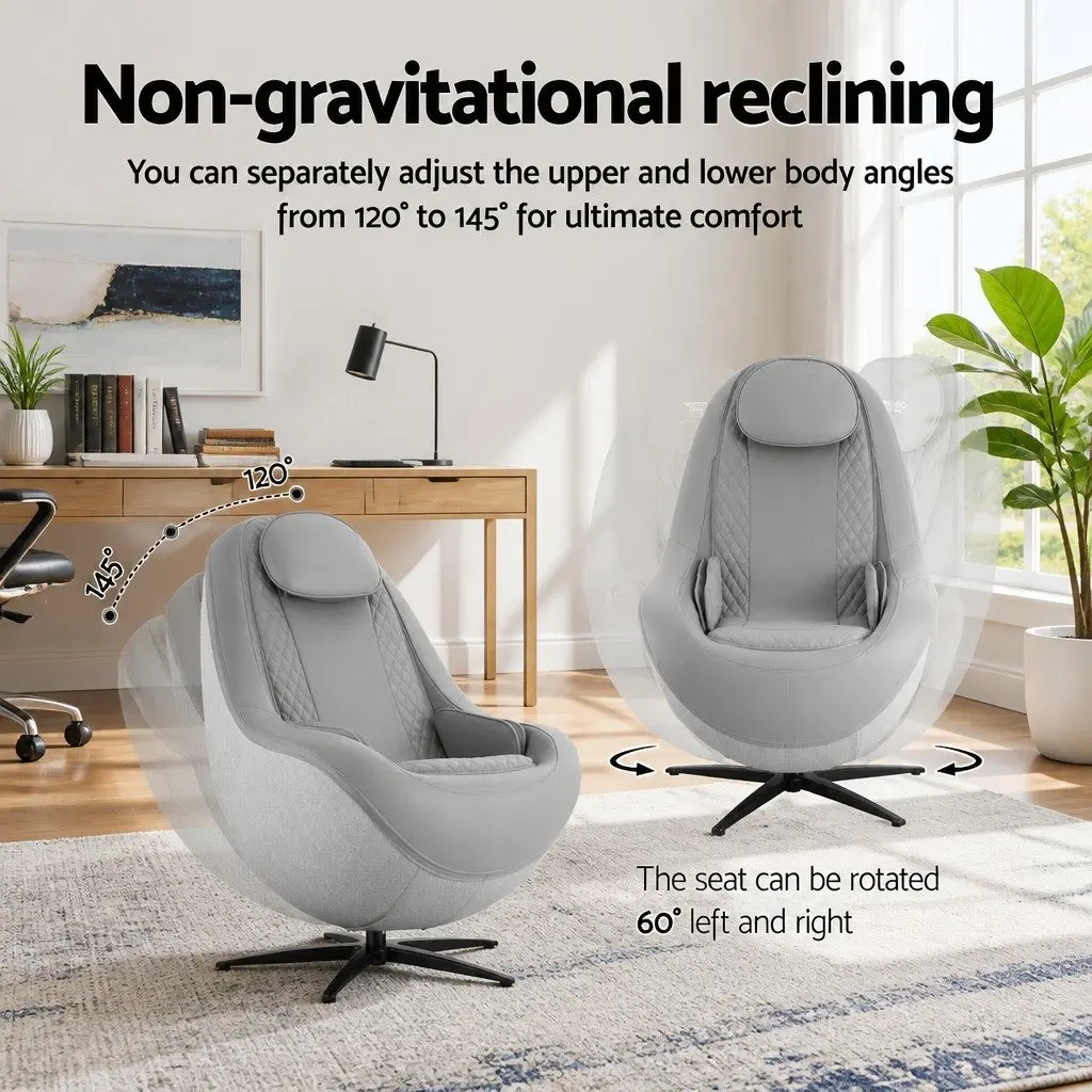 Massage Chair Electric Recliner 3D Roller Grey Home Spa Therapeutic Recline