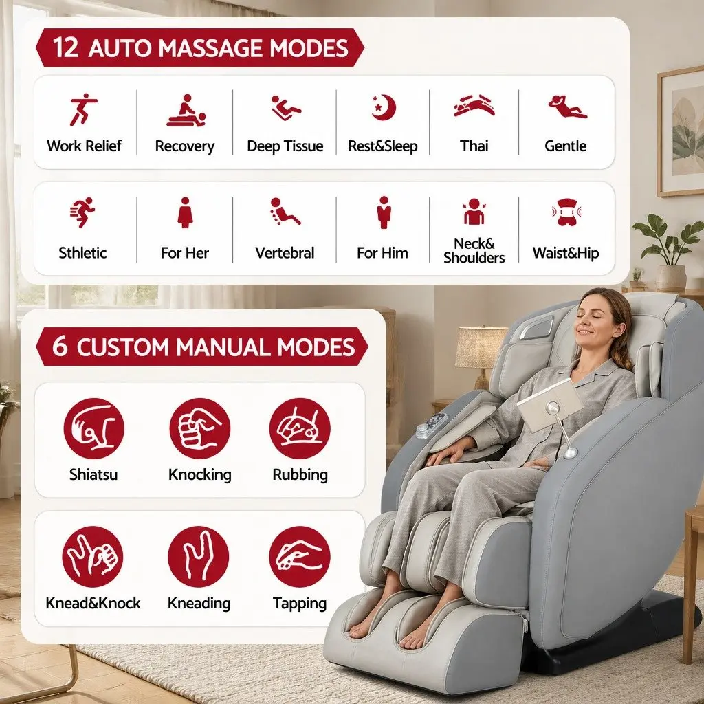 4D Massage Chair Recliner Full Body SL-Track Zero Gravity AI Body Scan Electric 130cm