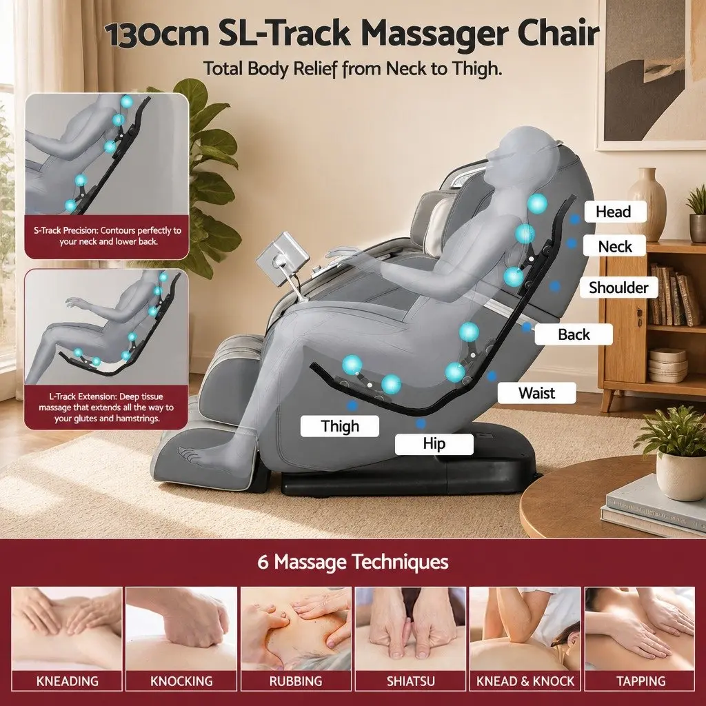 4D Massage Chair Recliner Full Body SL-Track Zero Gravity AI Body Scan Electric 130cm