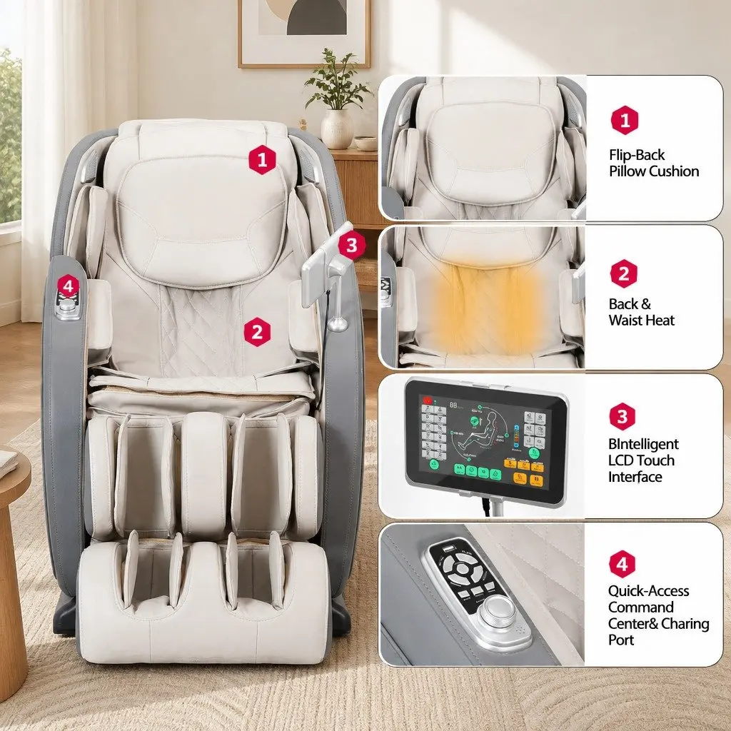 4D Massage Chair Recliner Full Body SL-Track Zero Gravity AI Body Scan Electric 130cm