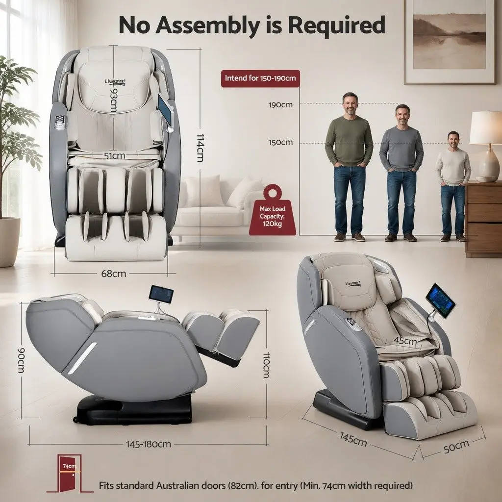 4D Massage Chair Recliner Full Body SL-Track Zero Gravity AI Body Scan Electric 130cm