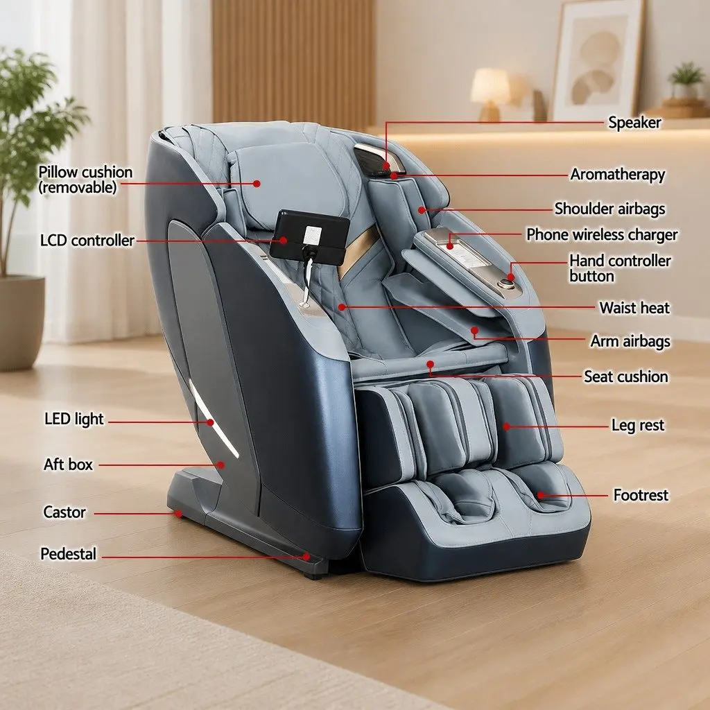 4D Massage Chair Recliner SL Track Full Body Zero Gravity Heated Airbag Shiatsu