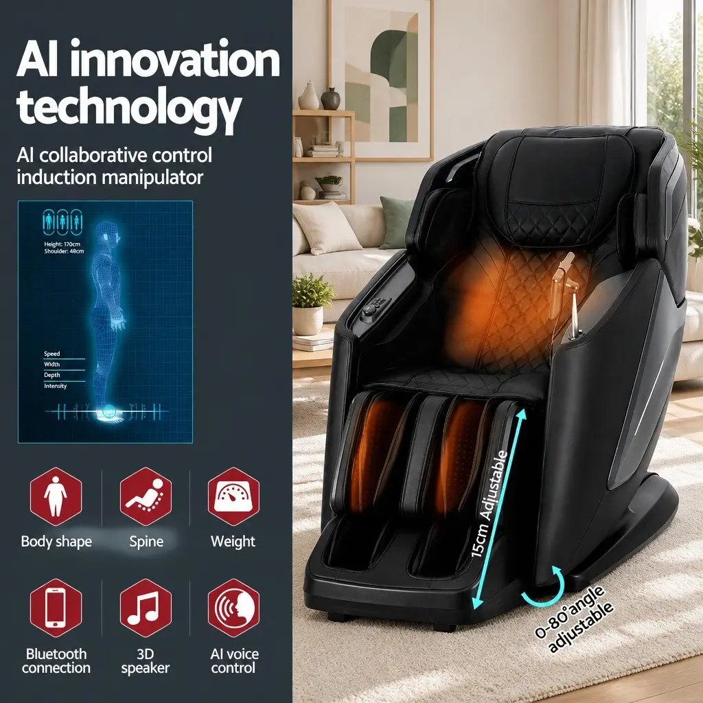 Massage Chair Recliner 4D Full Body Zero Gravity SL Track Heated 135cm