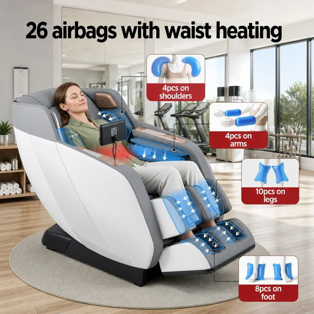 Electric Massage Chair Recliner Full Body Airbag Heat Therapy Bluetooth Speaker
