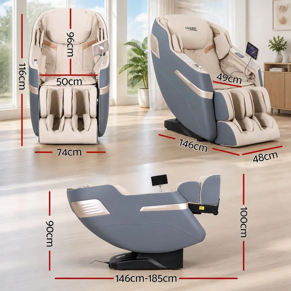 Massage Chair Recliner 4D Full Body SL Track Zero Gravity Heated Airbag 130cm
