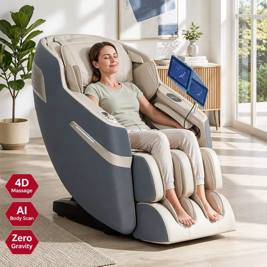 Massage Chair Recliner 4D Full Body SL Track Zero Gravity Heated Airbag 130cm