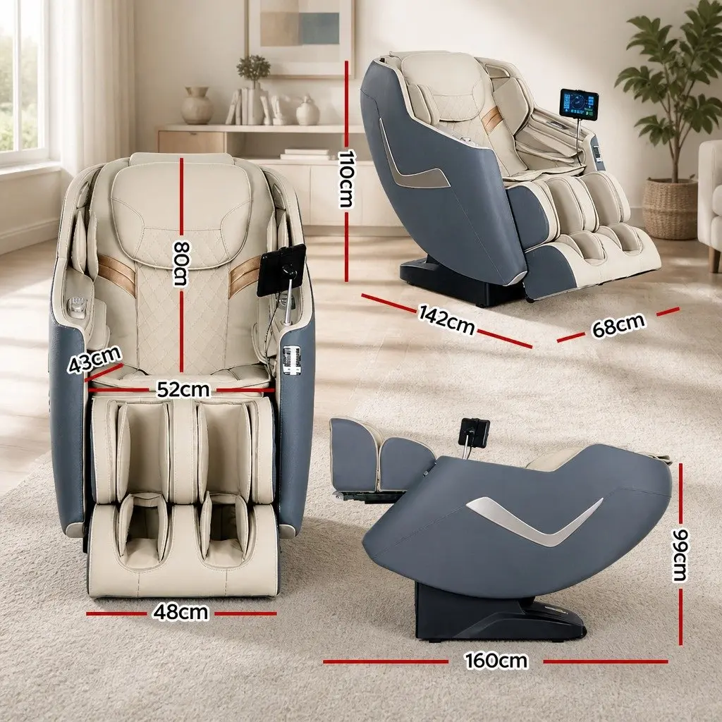 Massage Chair Electric Recliner 3D Grey Home Therapeutic Full Body Massager