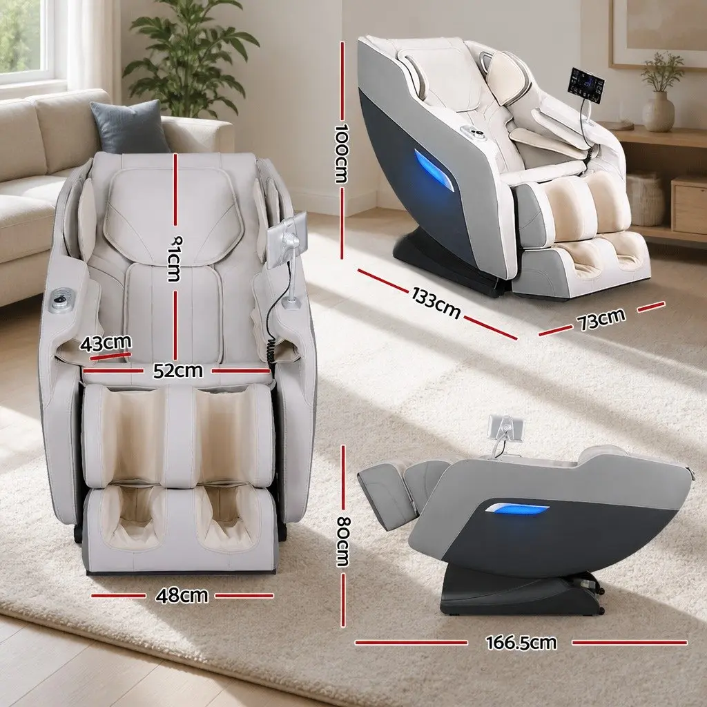 Electric Massage Chair Recliner Grey Full Body Zero Gravity Home Relaxation