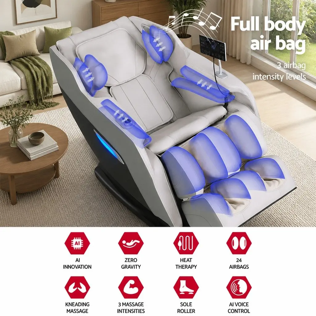 Electric Massage Chair Recliner Grey Full Body Zero Gravity Home Relaxation