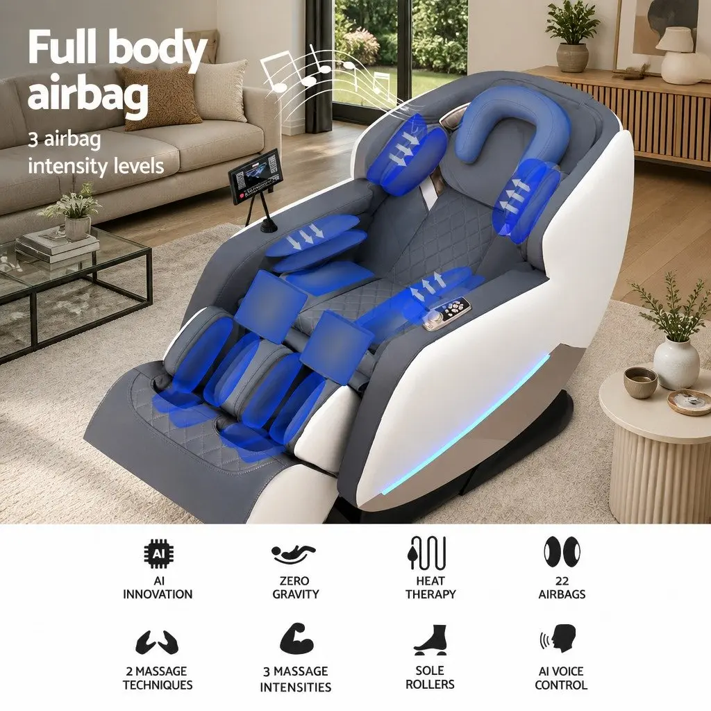 Electric Massage Chair Recliner Grey Full Body Zero Gravity Home Relaxation Seat