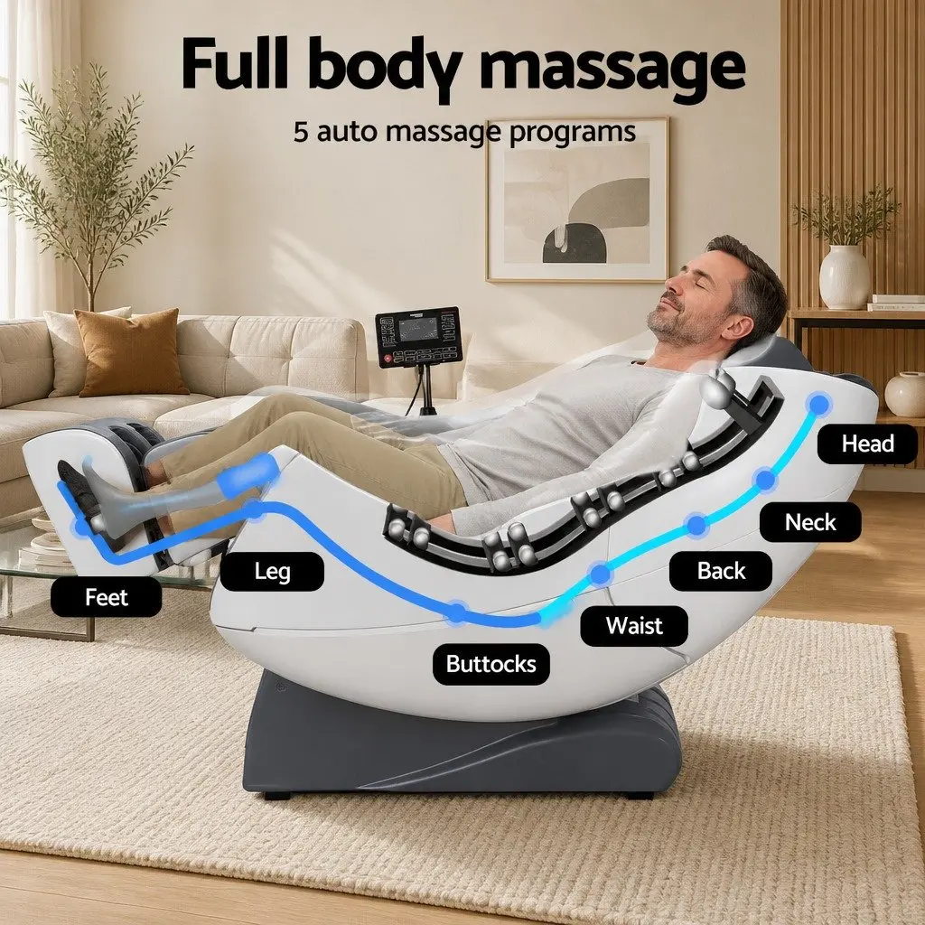 Electric Massage Chair Recliner Grey Full Body Zero Gravity Home Relaxation Seat