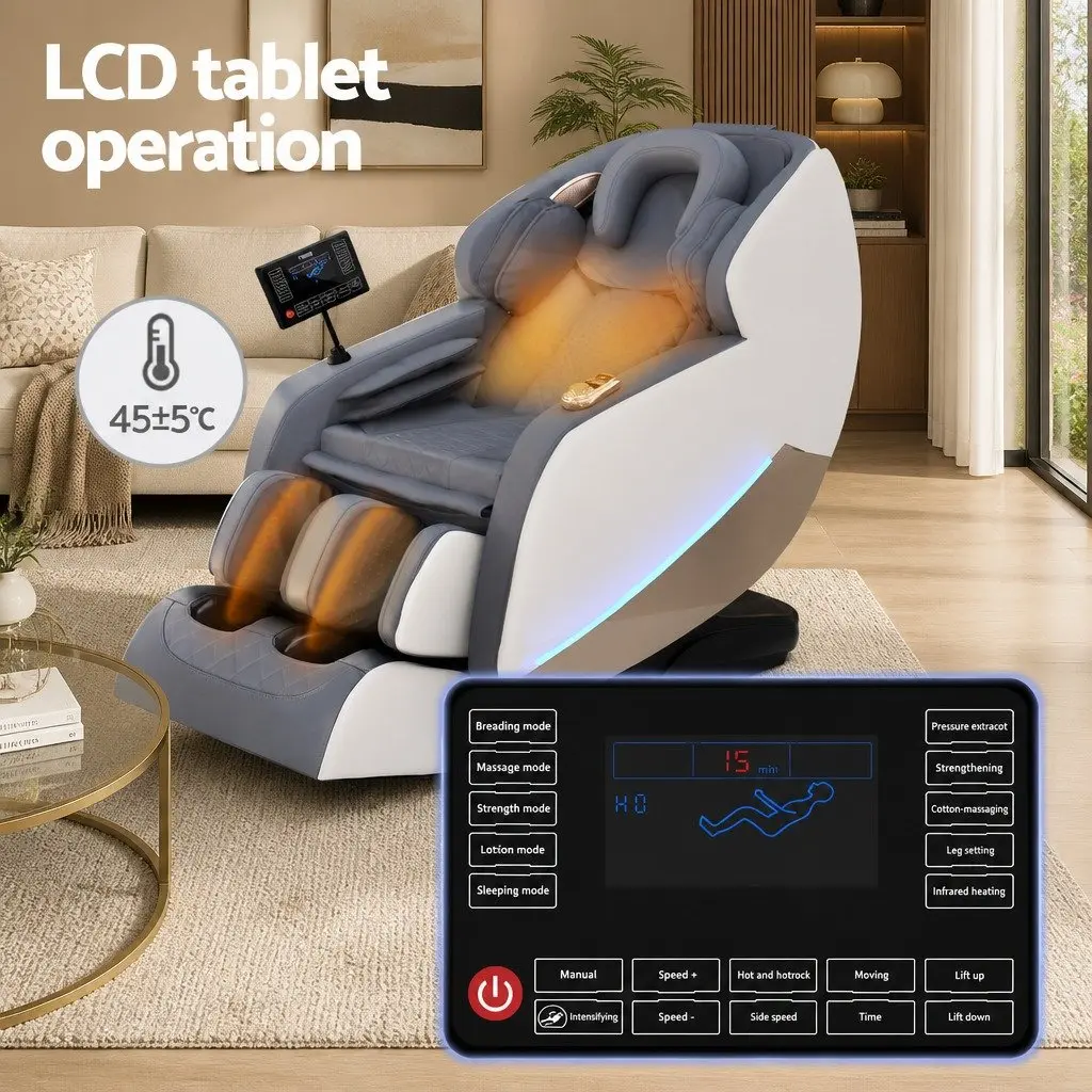 Electric Massage Chair Recliner Grey Full Body Zero Gravity Home Relaxation Seat
