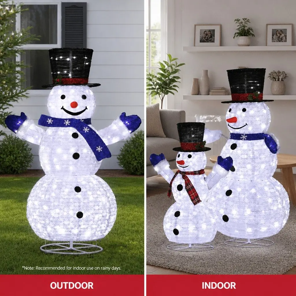 Christmas Lights LED Snowman Decorations 3 Piece Indoor Outdoor Festive Light Set