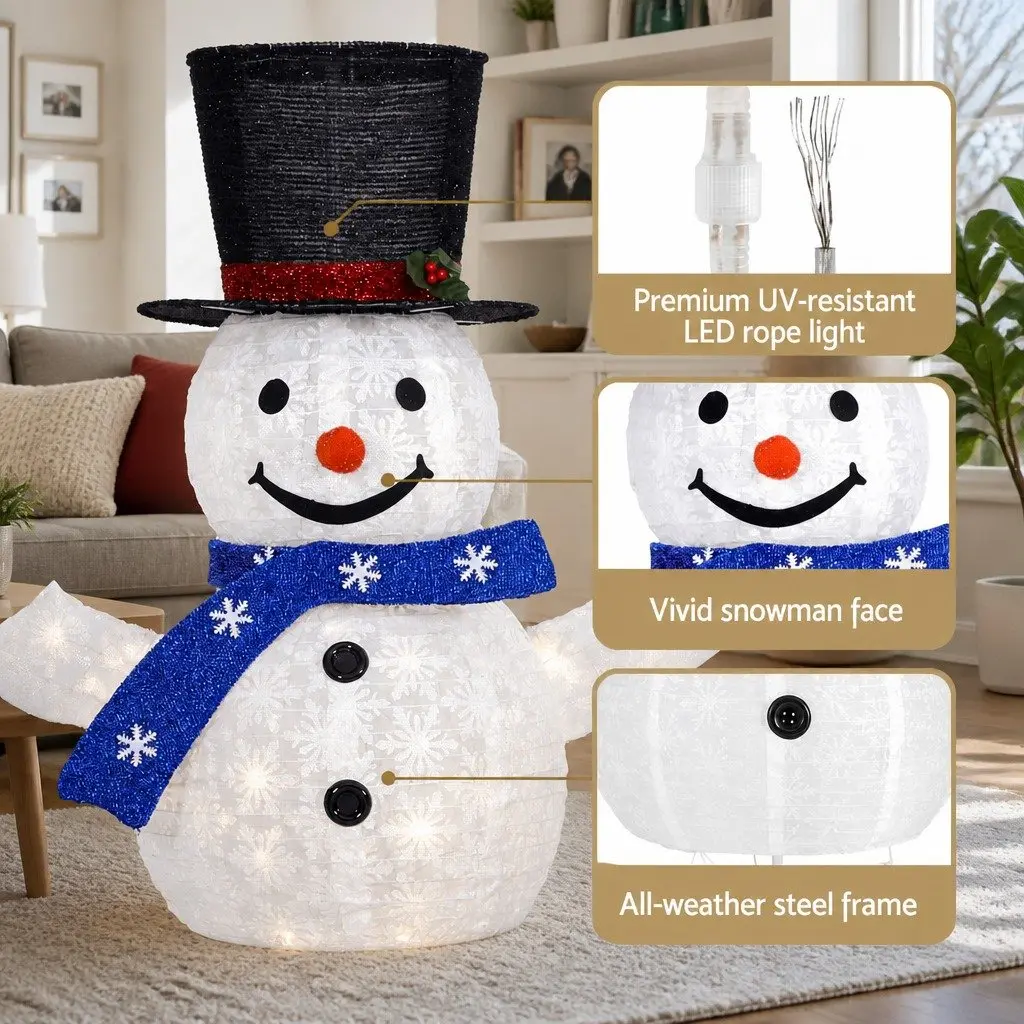 Christmas Lights LED Snowman Decorations 3 Piece Indoor Outdoor Festive Light Set