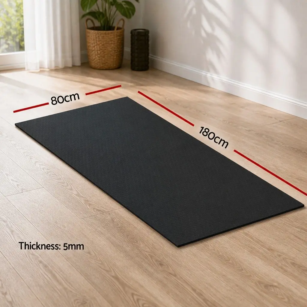 Exercise Equipment Mat Treadmill Floor Rug Home Gym Fitness Yoga 1.8M Black