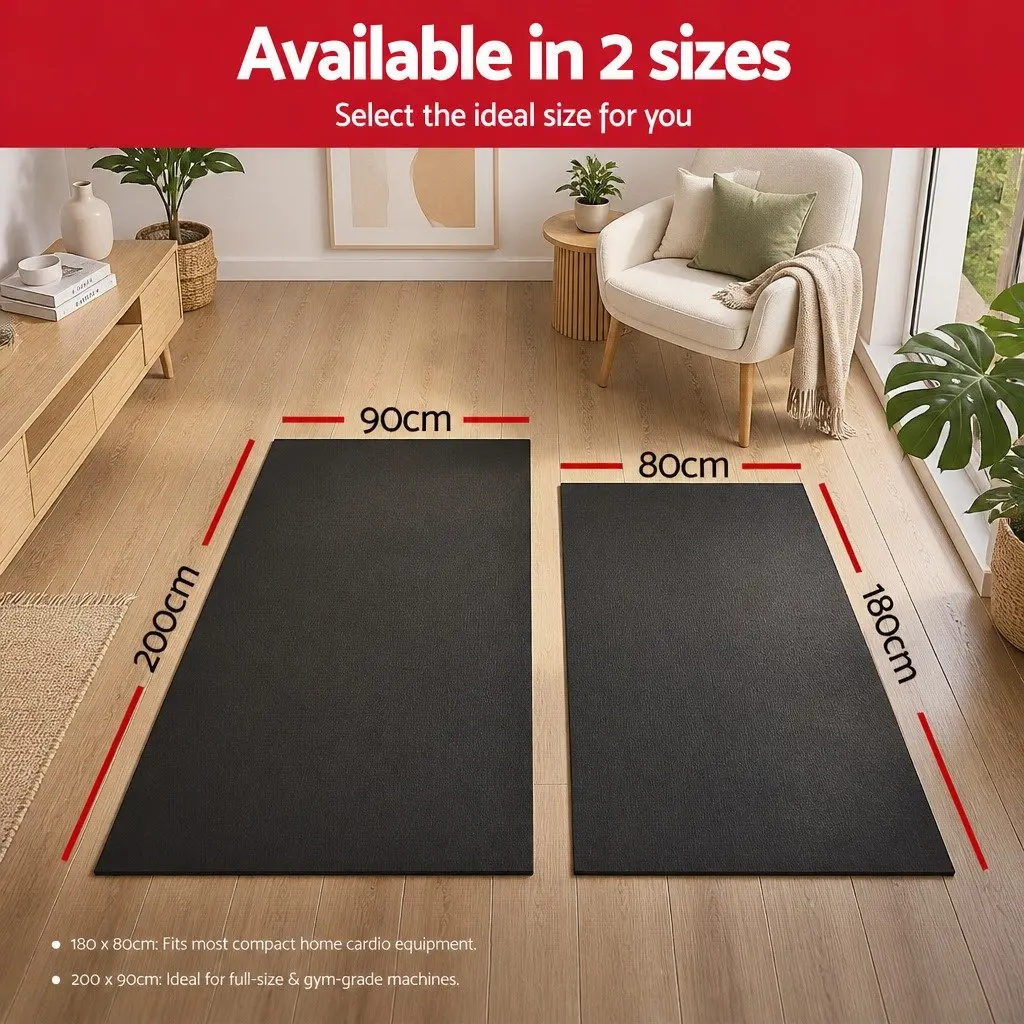 Exercise Equipment Mat Treadmill Yoga Gym Floor Rug Home Fitness Bike 2M Black