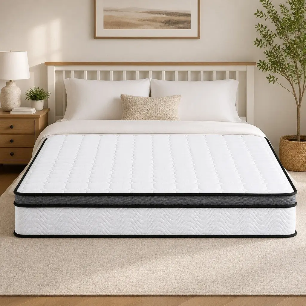 Queen Mattress 25cm Cool Gel Memory Foam Medium Firm Bonnell Spring Support Bed