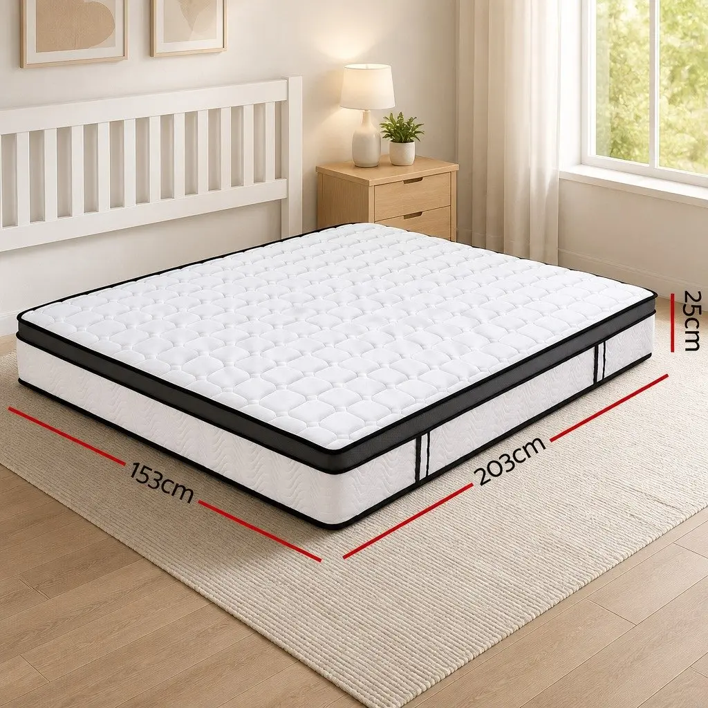 Queen Mattress 25cm Cool Gel Memory Foam Medium Firm Bonnell Spring Support Bed