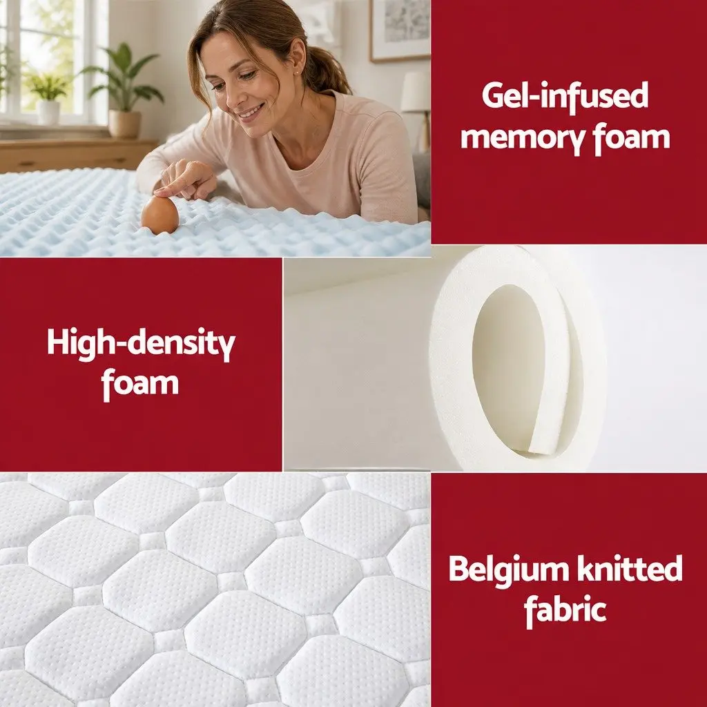 Single Mattress Cool Gel Foam 25cm Medium-Firm Bonnell Spring Support