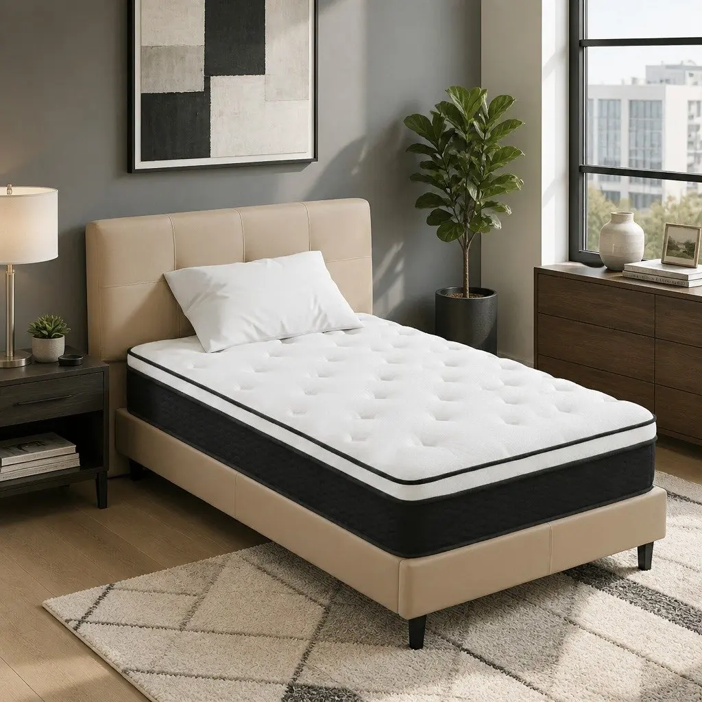 King Single Mattress Medium Firm Support 21cm Euro Top Bonnell Spring