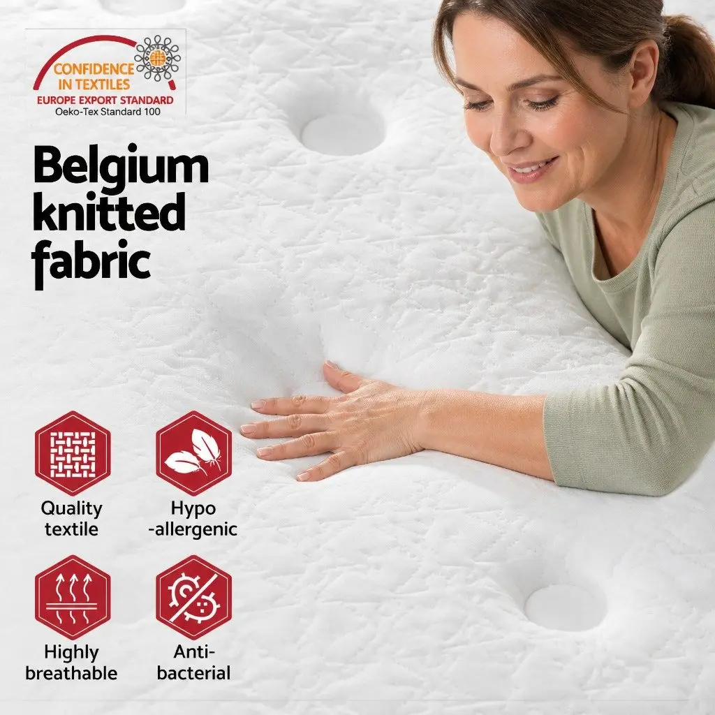 King Single Mattress Medium Firm Support 21cm Euro Top Bonnell Spring