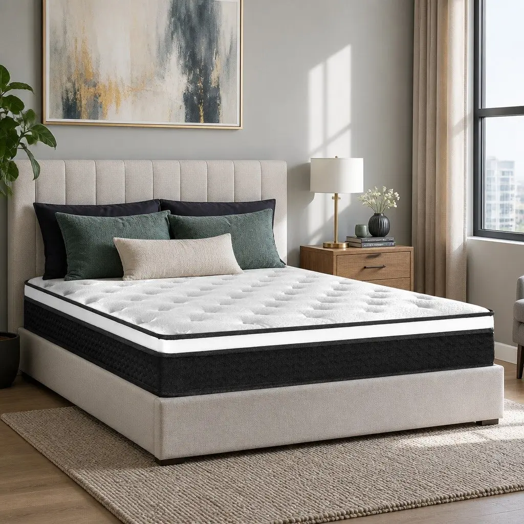 King Single Mattress Medium Firm Support 21cm Euro Top Bonnell Spring