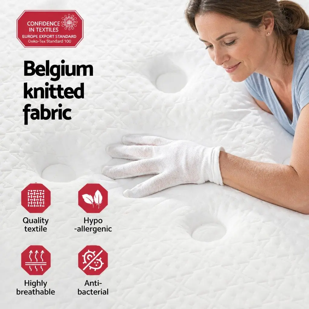 Double Mattress Medium Firm 21cm Euro Top Bonnell Spring Hypoallergenic