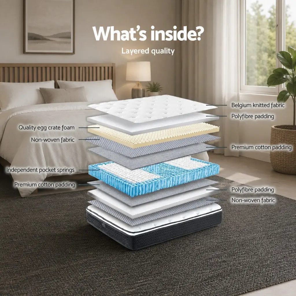 Double Mattress Medium Firm 21cm Euro Top Bonnell Spring Hypoallergenic