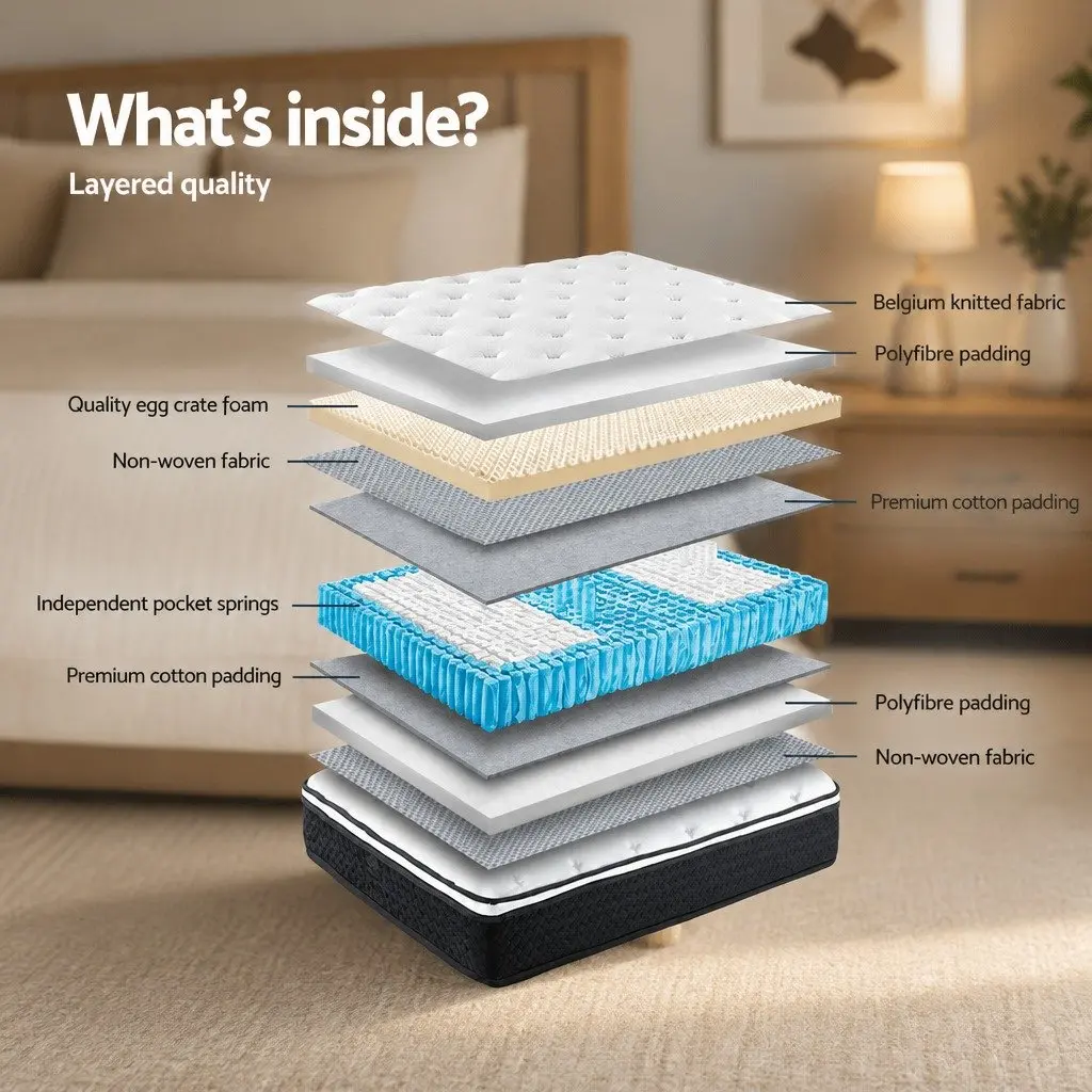 Double Mattress Medium Firm 21cm Euro Top Bonnell Spring Hypoallergenic