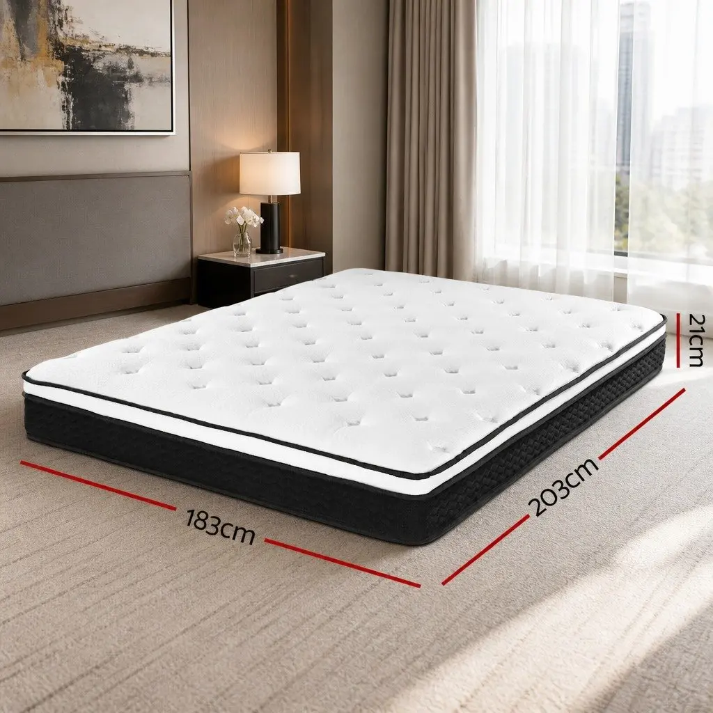 King Size Mattress Euro Top 21cm Bonnell Spring Firm Support Hypoallergenic