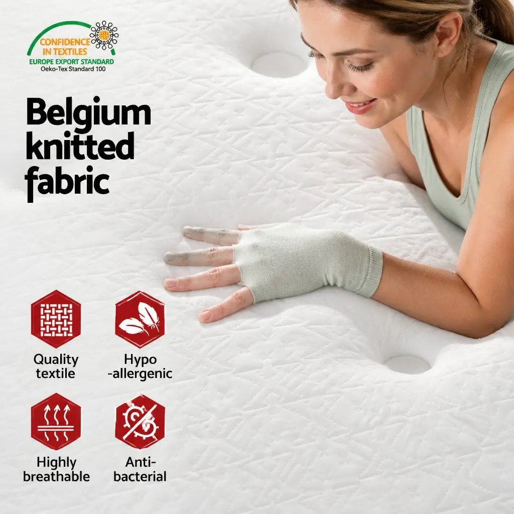 King Size Mattress Euro Top 21cm Bonnell Spring Firm Support Hypoallergenic
