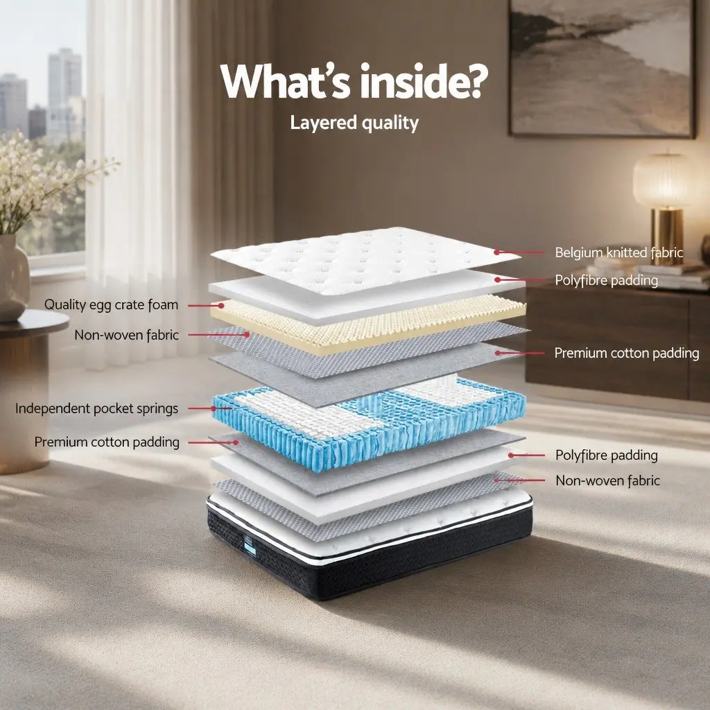 King Size Mattress Euro Top 21cm Bonnell Spring Firm Support Hypoallergenic