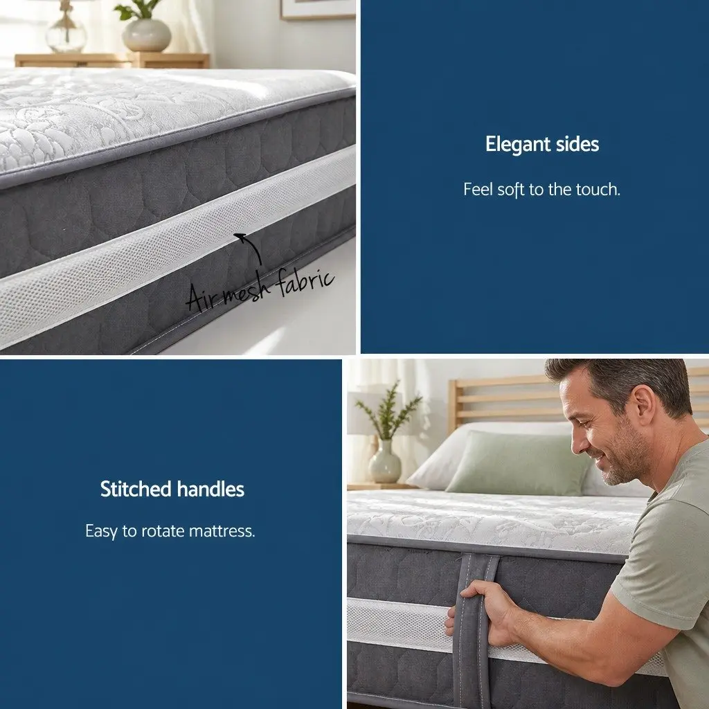 Queen Mattress Pocket Spring 30cm Tight Top Medium Firm Bed Sleep Support