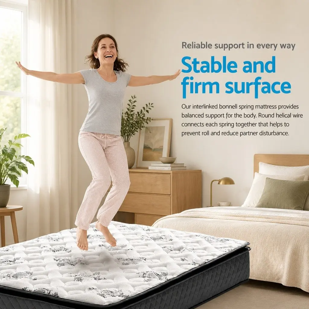 Double Mattress 24cm Pillow Top Quilted Medium Firm Bonnell Spring Coil System