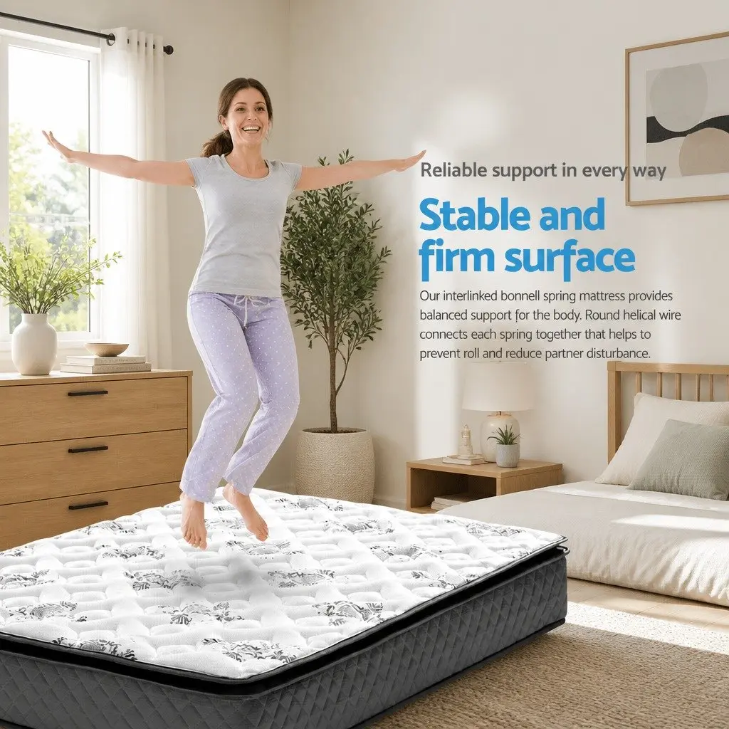 King Size Mattress Pillow Top 24cm Bonnell Spring Quilted