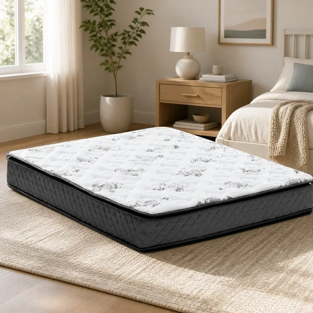 Queen Mattress Pillow Top 24cm Medium Firm Bonnell Spring Comfort Sleep Bed