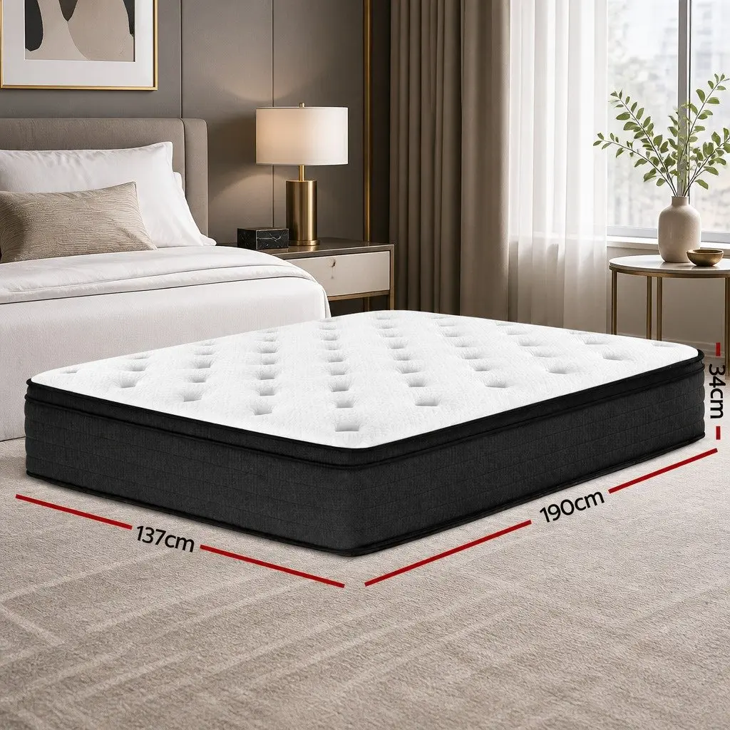 Double Mattress Euro Top 34cm Medium Firm Pocket Spring