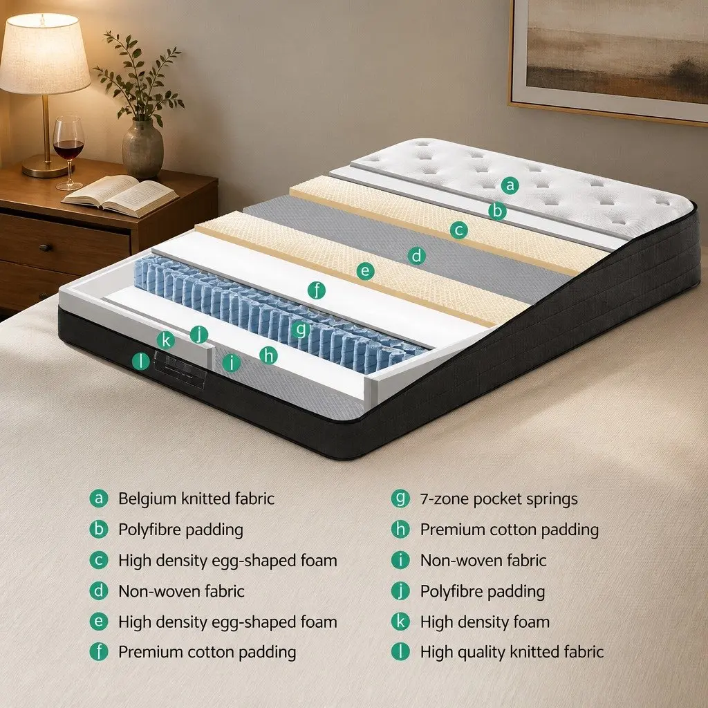 Double Mattress Euro Top 34cm Medium Firm Pocket Spring