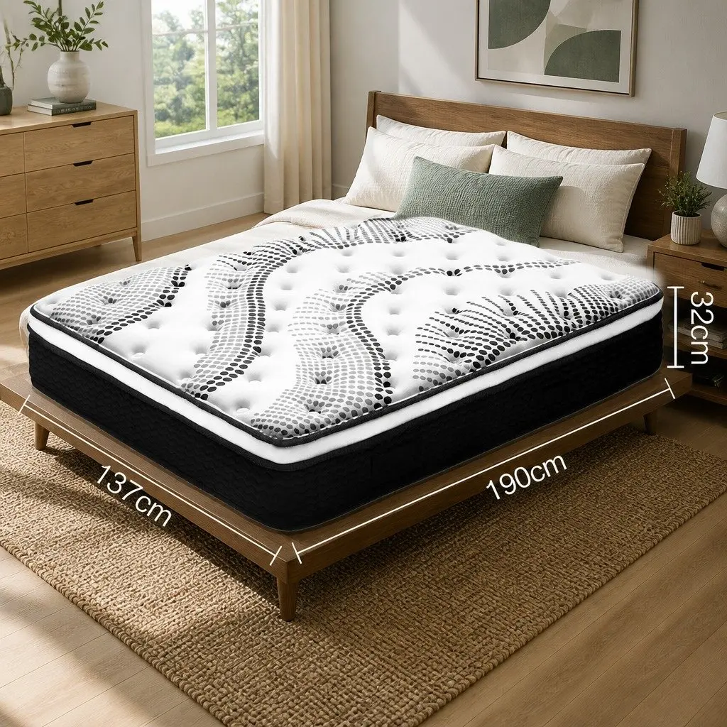 Double Mattress Euro Top Plush Comfort 32cm Thick Pocket Spring