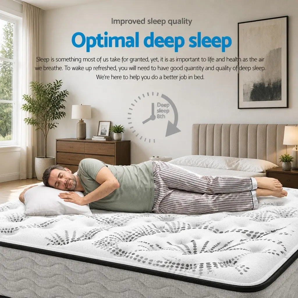 Queen Mattress 32cm Euro Top Pocket Spring Medium Firmness Bed Mattress