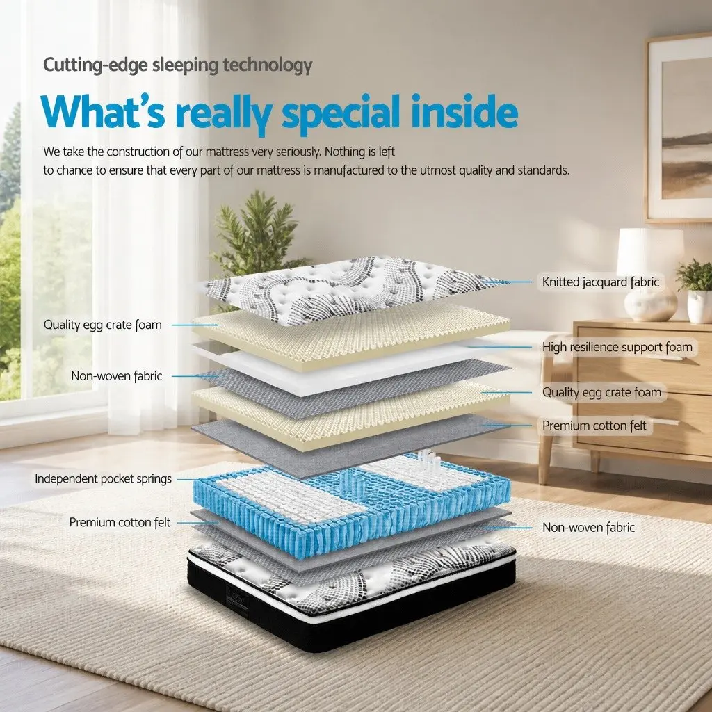 Single Mattress Euro Top 32cm Thick Medium Firmness Pocket Spring