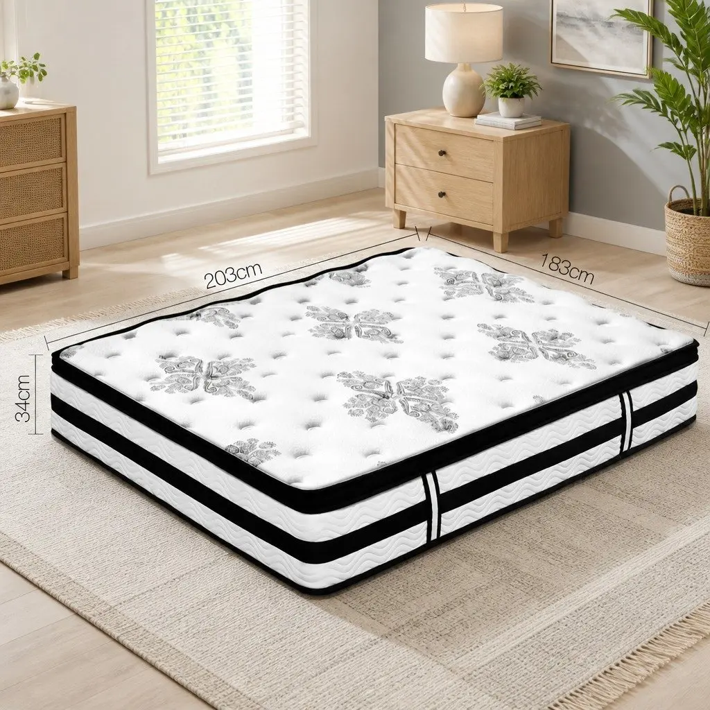 King Size Mattress Euro Top 34cm Pocket Spring Medium Firm Support