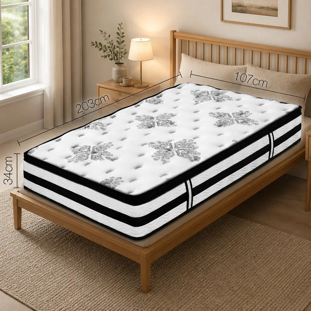 King Single Mattress Euro Top 34cm Medium Firm Support